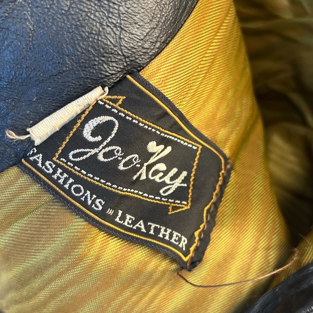 Vintage black leather bikers style vest by Joo-Kay brand men"s made in Ardmore - Picture 2 of 4